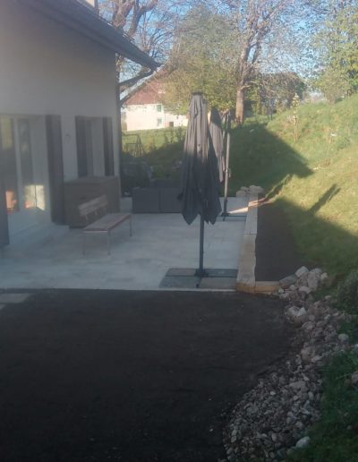 Dalles travertin passe pieds et terrasse style opus romain